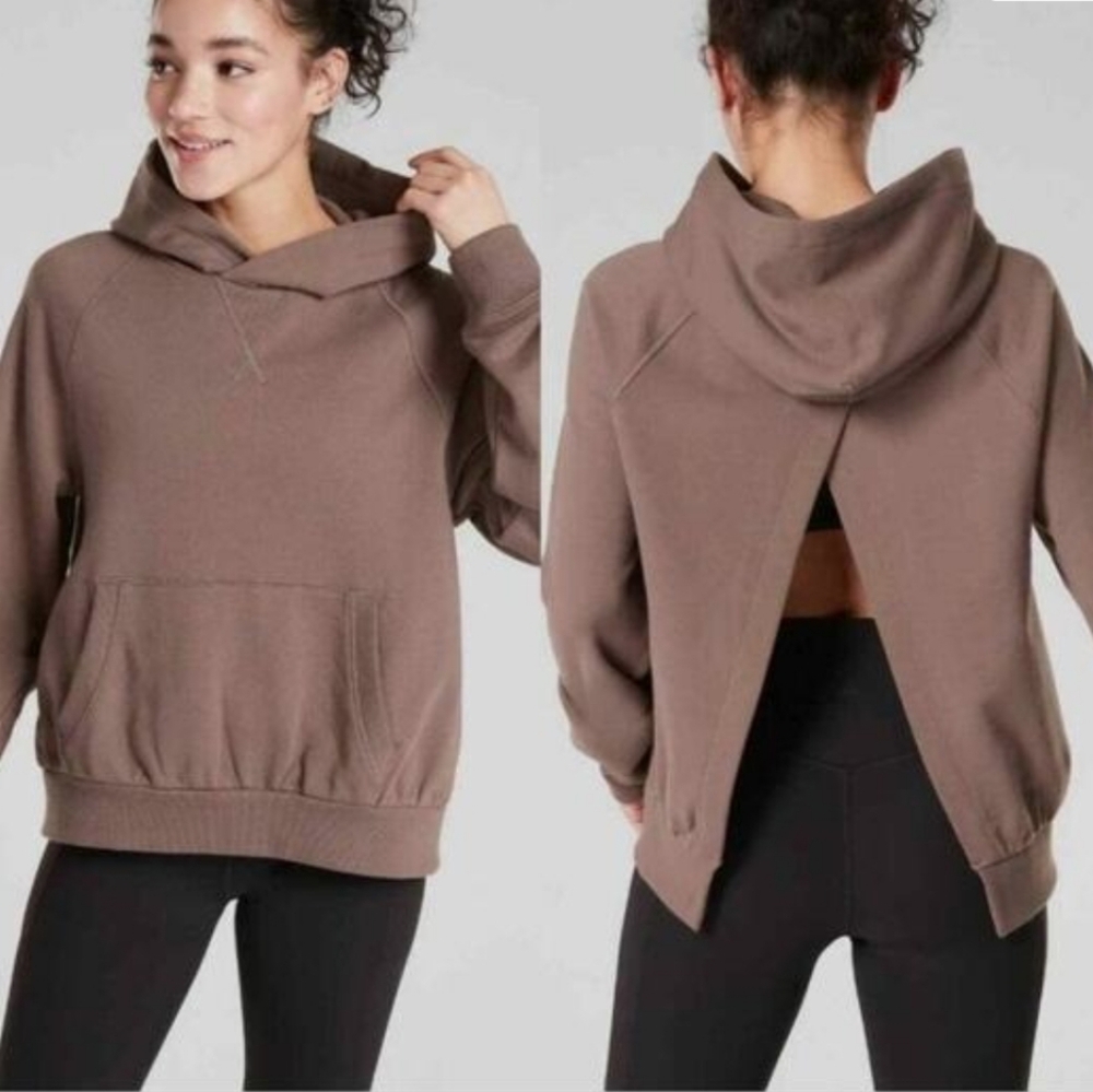 Athleta Size Small Moonrise Split Back Hoodie Brown Hoodie